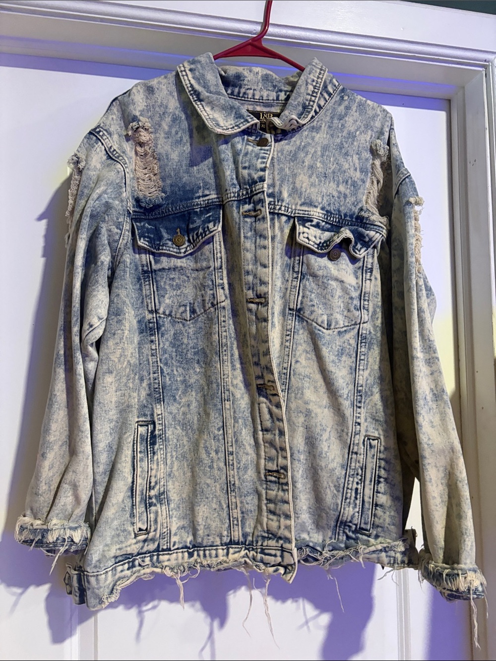 Lucky and Blessed Women’s Light Distressed Denim Jacket